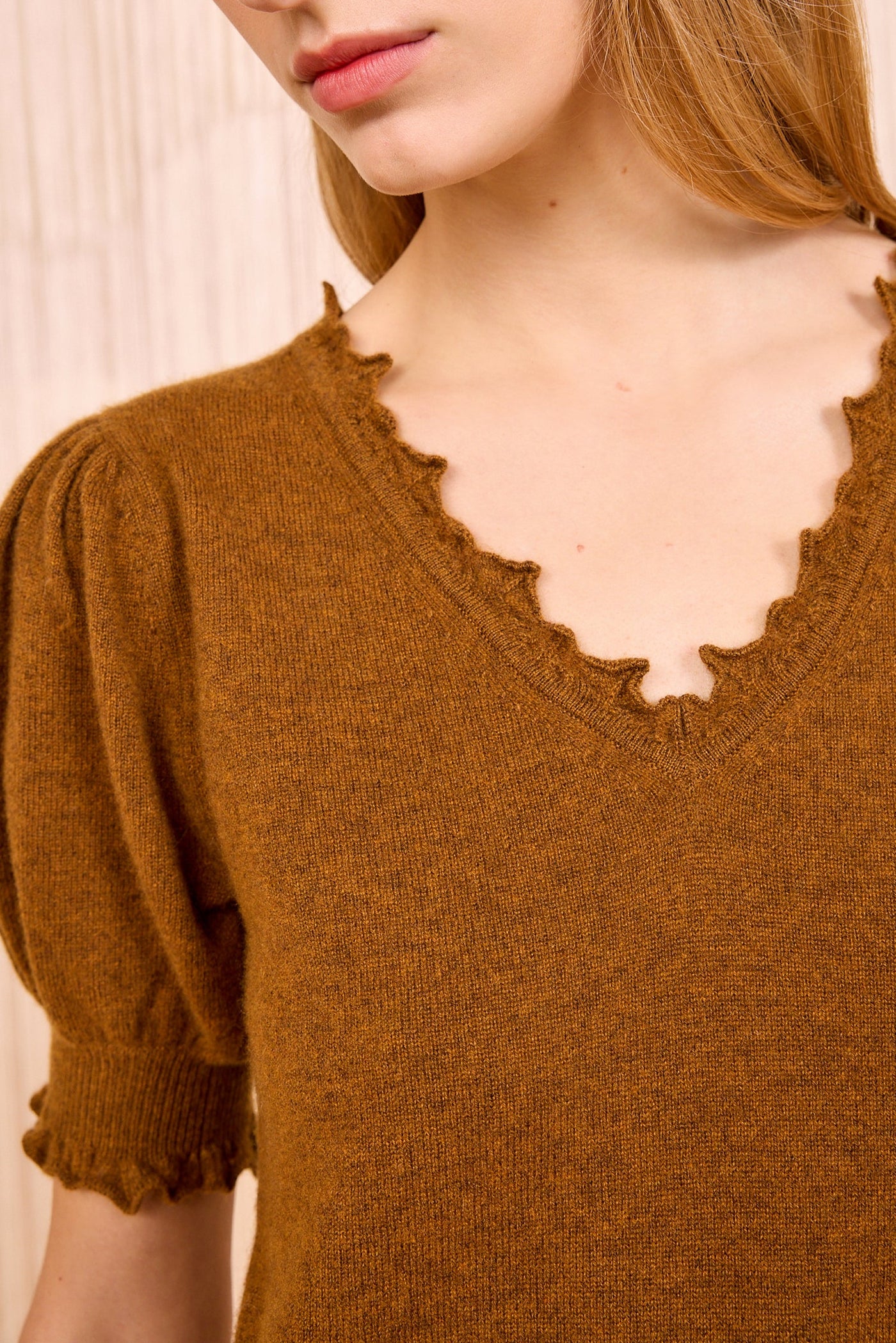 POLLINE SHORT SLEEVE TOP IN UMBER