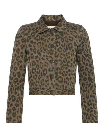 MARLA CROPPED JACKET IN TAN MULTI LEOPARD