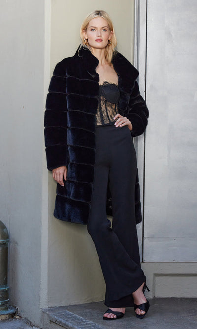 CHRISTIE FAUX FUR COAT IN BLACK