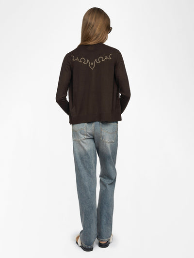 MISSYA CASHMERE CARDIGAN IN DARK CHOCOLATE