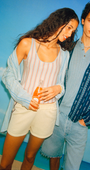 Guest In Residence FINE STRIPE TANK at Romi Boutique
