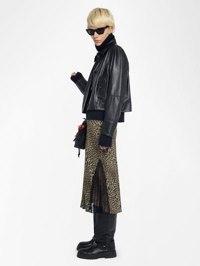 JAYLA MIDI LEOPARD PRINT SKIRT IN LEAVES