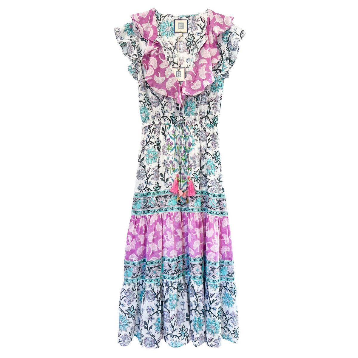 SYLVIE MIDI DRESS IN MIXED PRINTS - Romi Boutique