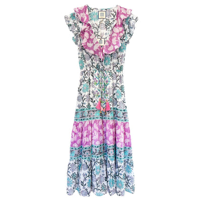 SYLVIE MIDI DRESS IN MIXED PRINTS - Romi Boutique