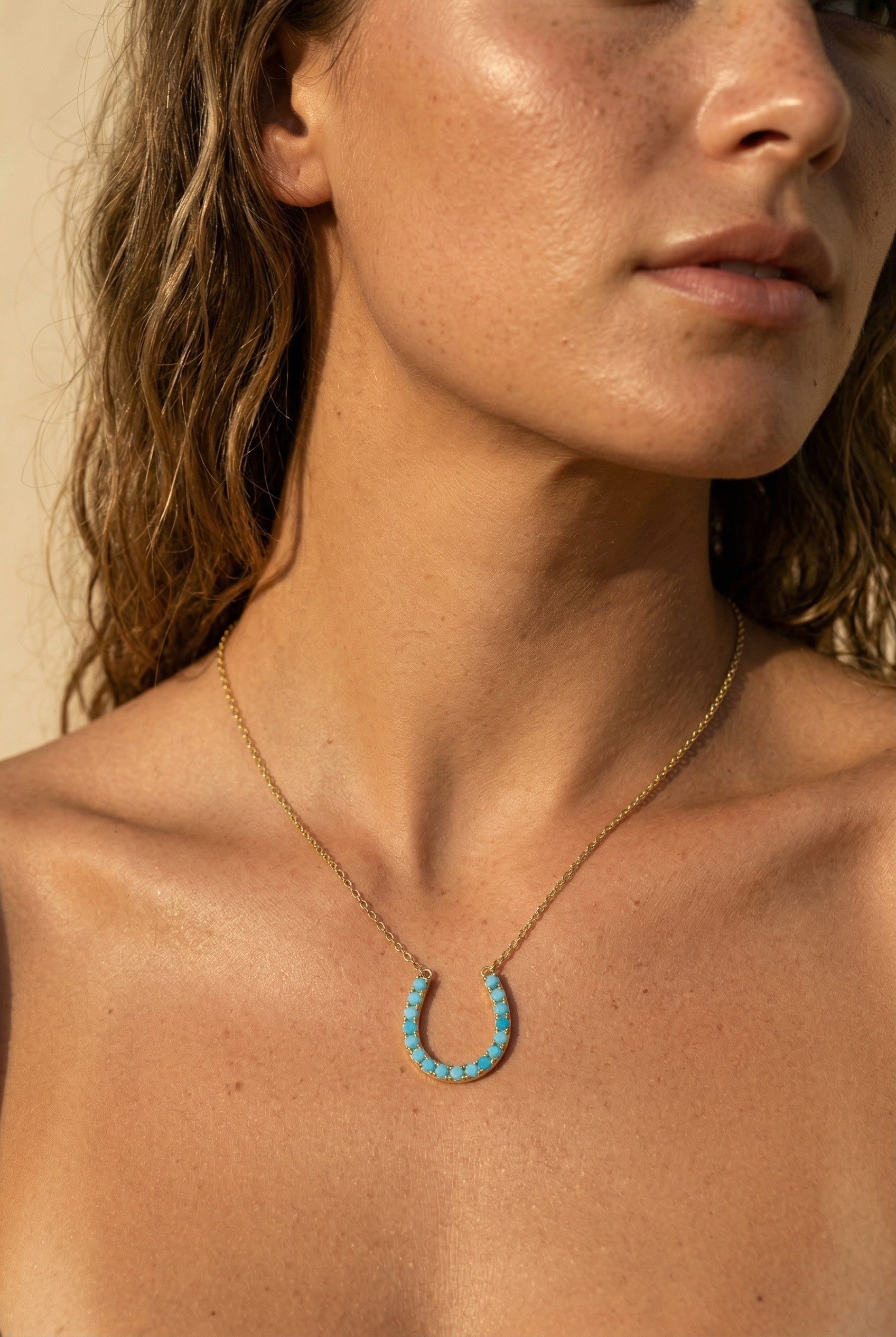 Native Gem Lucky Horseshoe Necklace at Romi Boutique