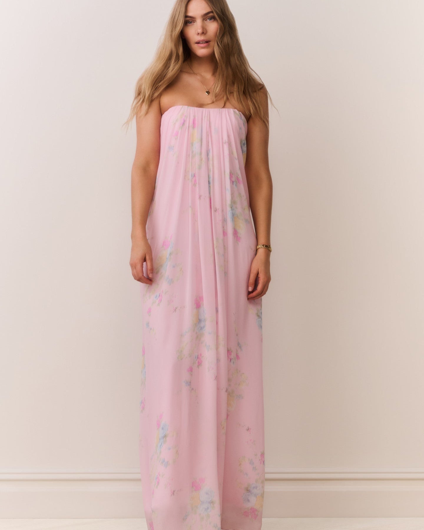 Emara Strapless Floral Gown