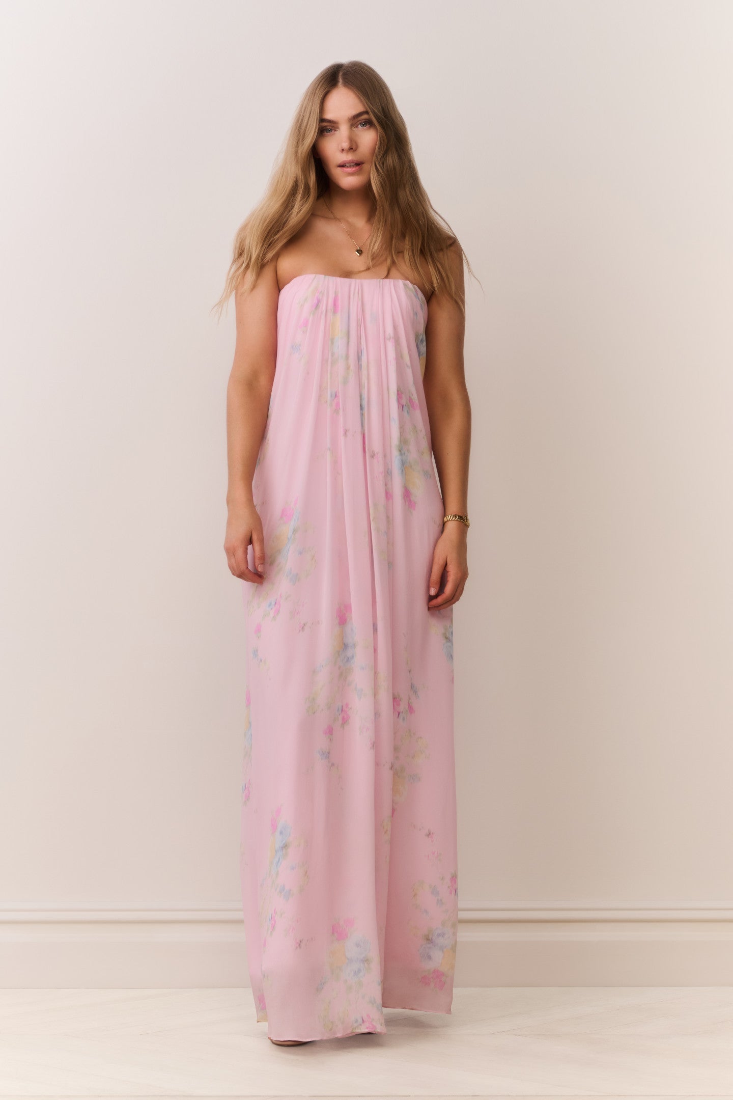 Emara Strapless Floral Gown