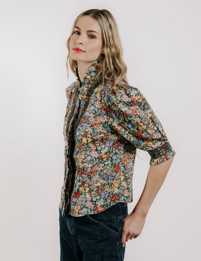 ZURI TOP SHORT SLEEVE IN COTTAGE GARDEN LIBERTY PRINT