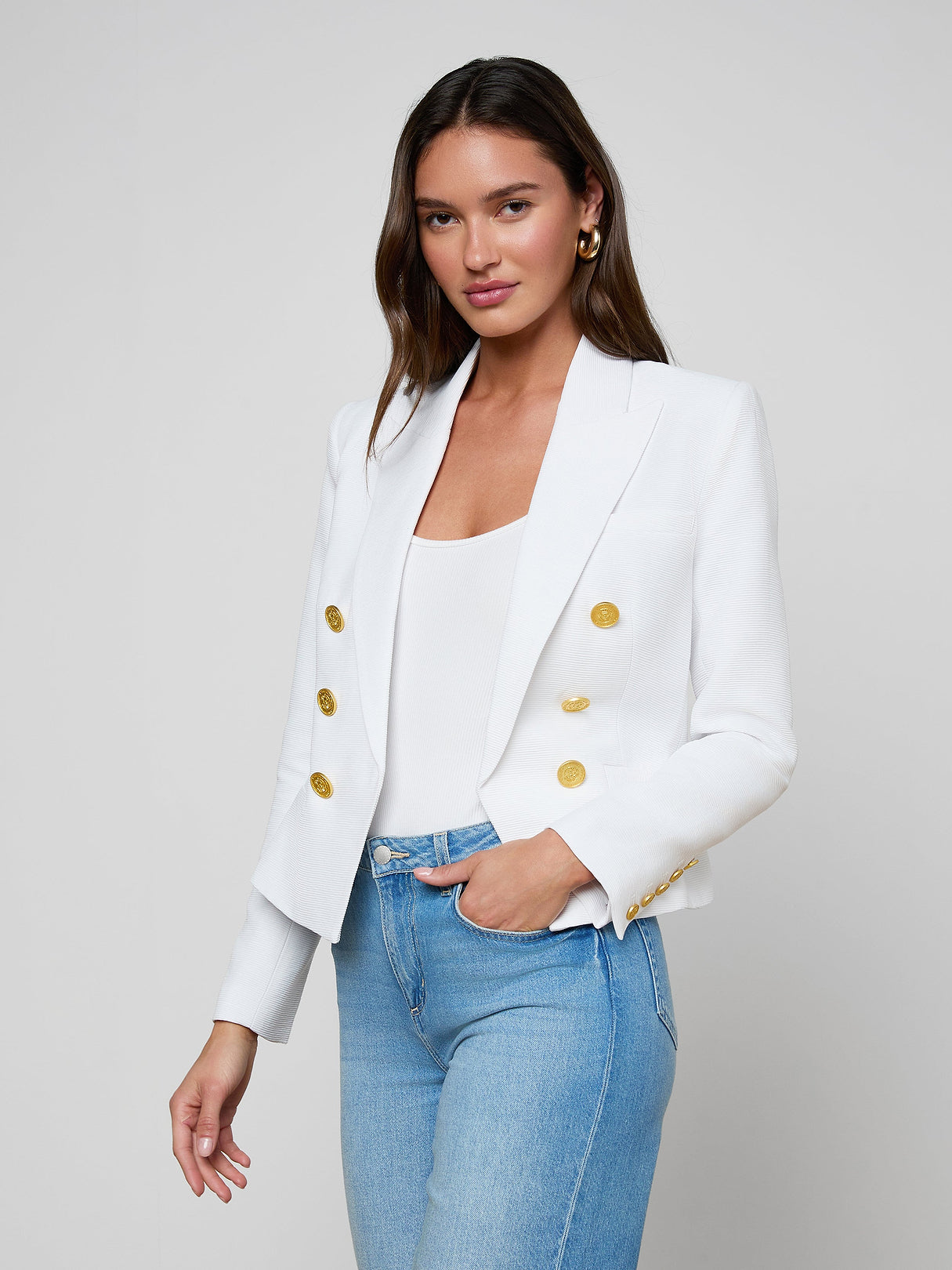 L'Agence BROOKE OPEN-FRONT BLAZER at Romi Boutique