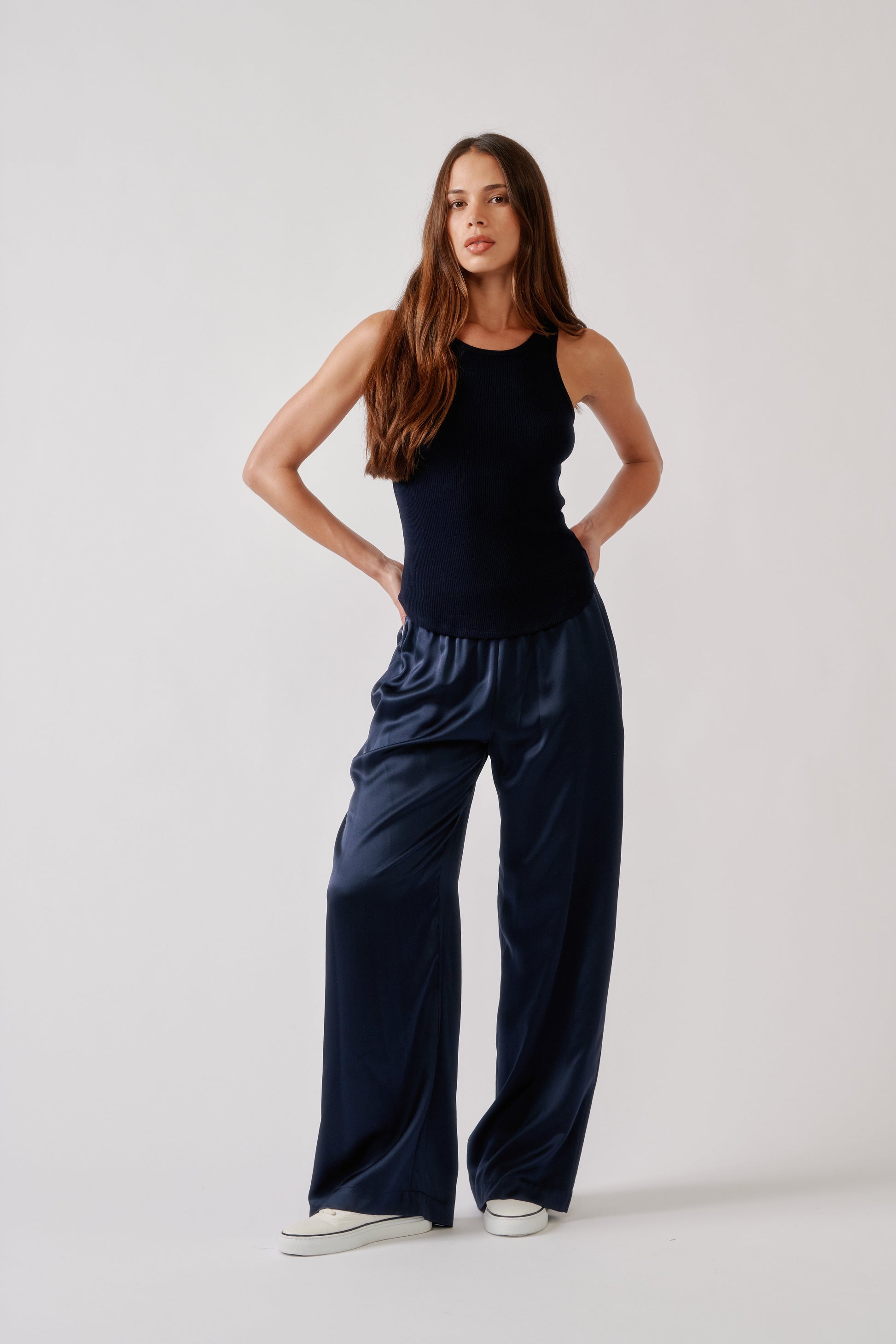 Brynn High Rise Pull On Wide Leg Pant