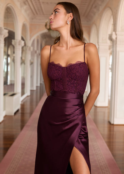 TRICIA CORSET DRESS IN BLACKBERRY