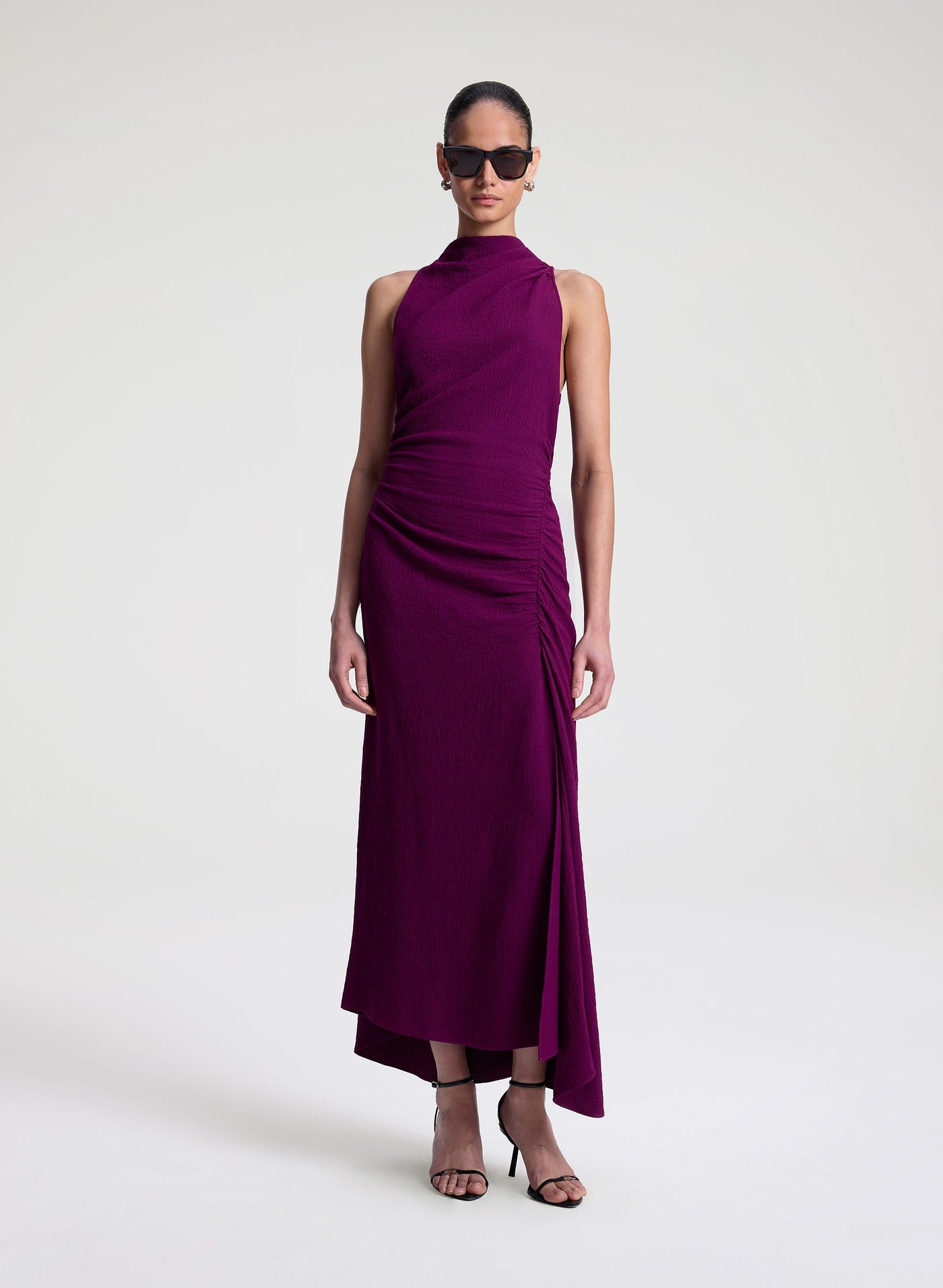 INEZ TEXTURED MIDI DRESS IN JEWEL