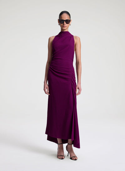 INEZ TEXTURED MIDI DRESS IN JEWEL