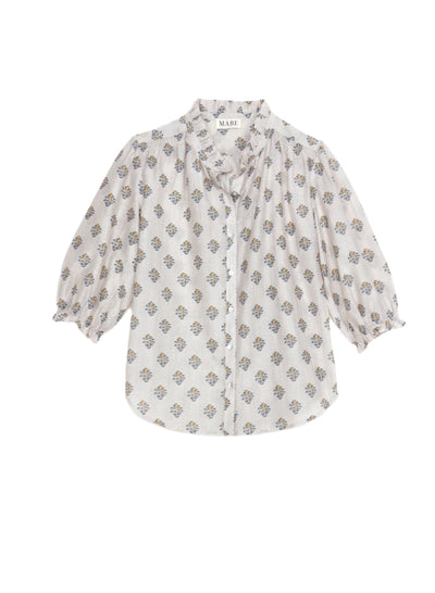 LINDI PRINTED TOP IN ECRU
