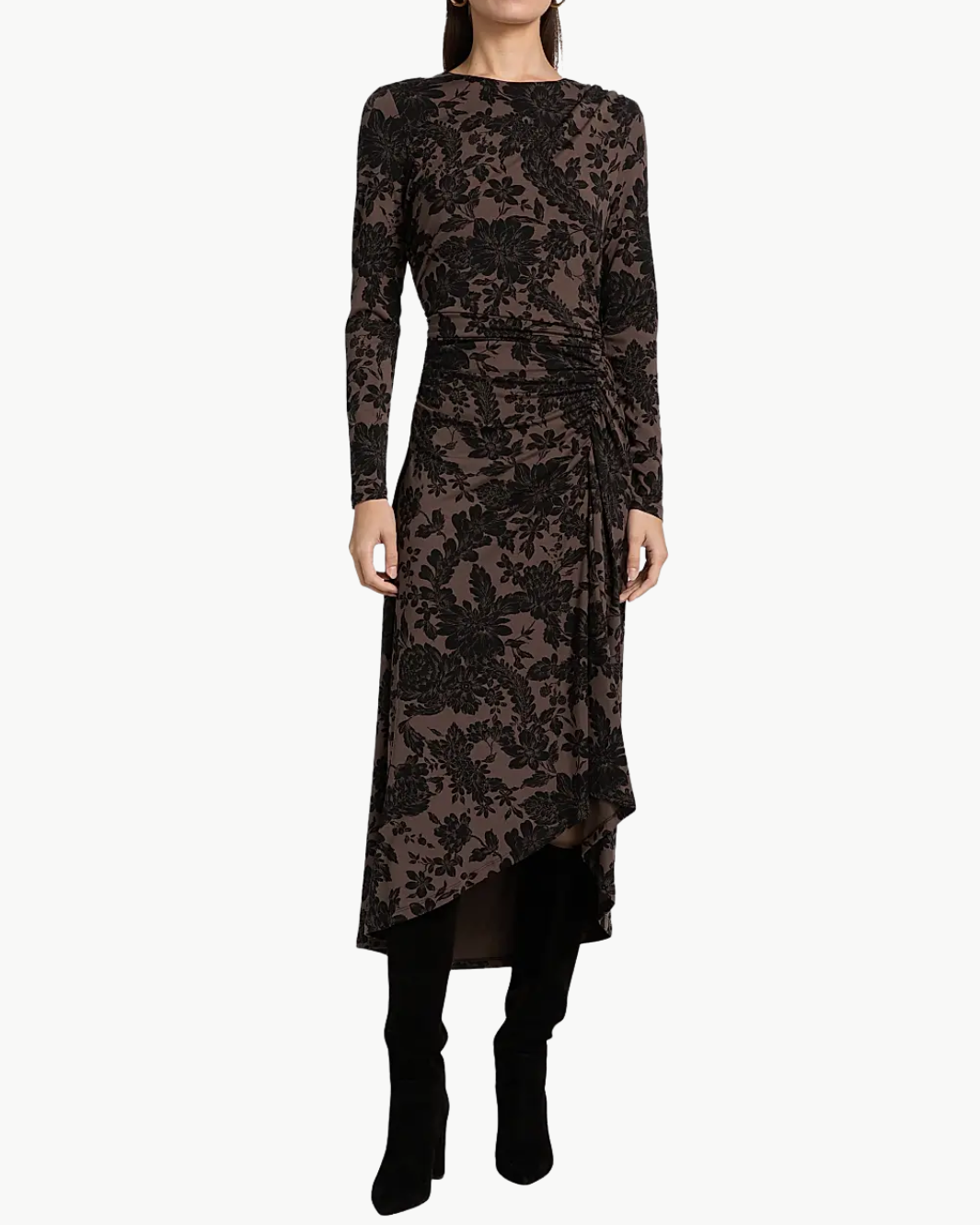 THEODORA DRESS IN DARK LICHEN/BLACK - Romi Boutique