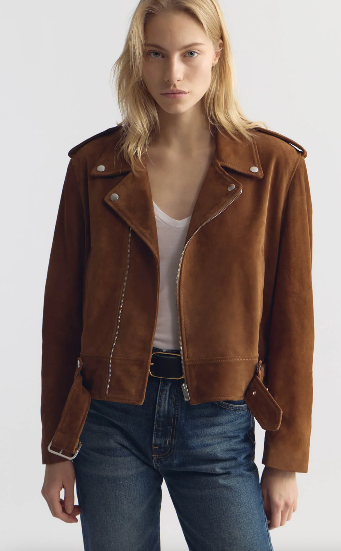 Nili Lotan Evel Biker Suede Jacket at Romi Boutique