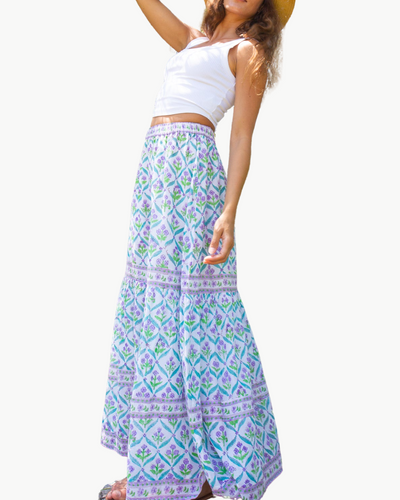 SUTTON MAXI SKIRT IN TURQUOISE PURPLE DIAMOND
