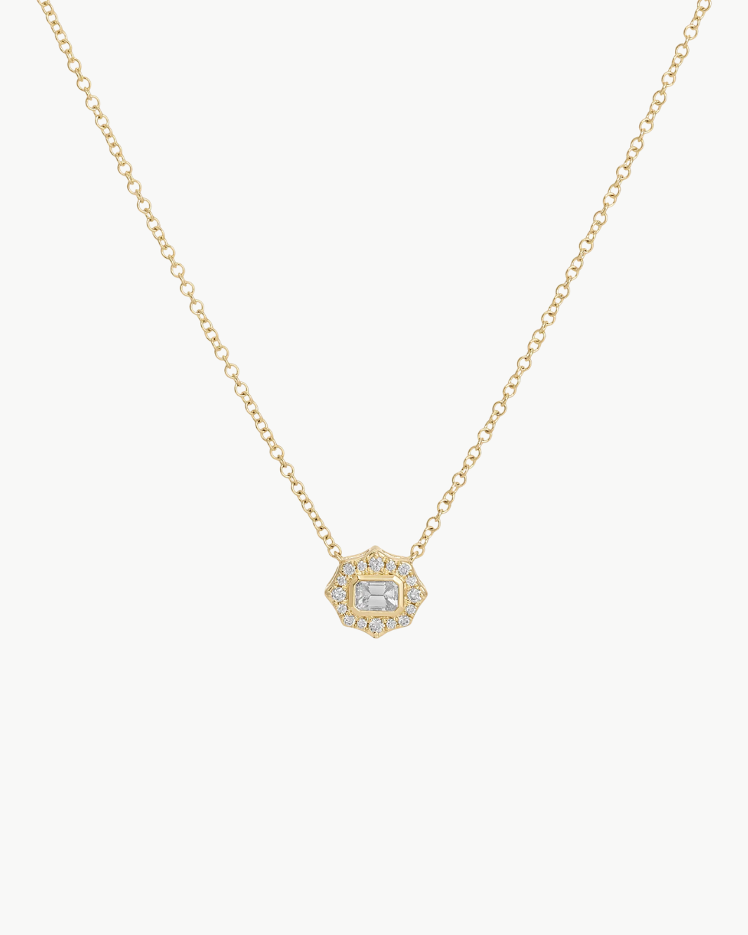 DAPHNE EMERALD CUT DIAMOND NECKLACE IN 14K YELLOW GOLD