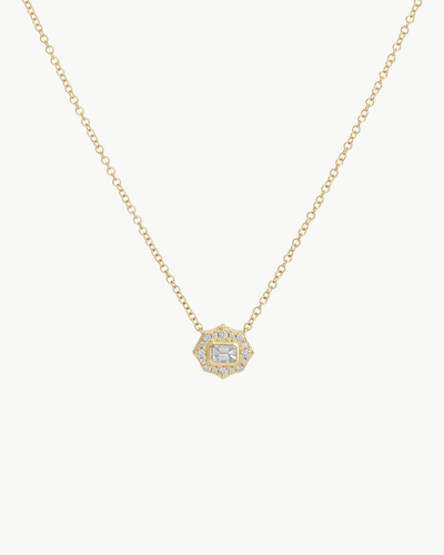 DAPHNE EMERALD CUT DIAMOND NECKLACE IN 14K YELLOW GOLD