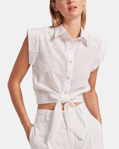 DOTTIE EMBROIDERED BLOUSE IN WHITE - Romi Boutique