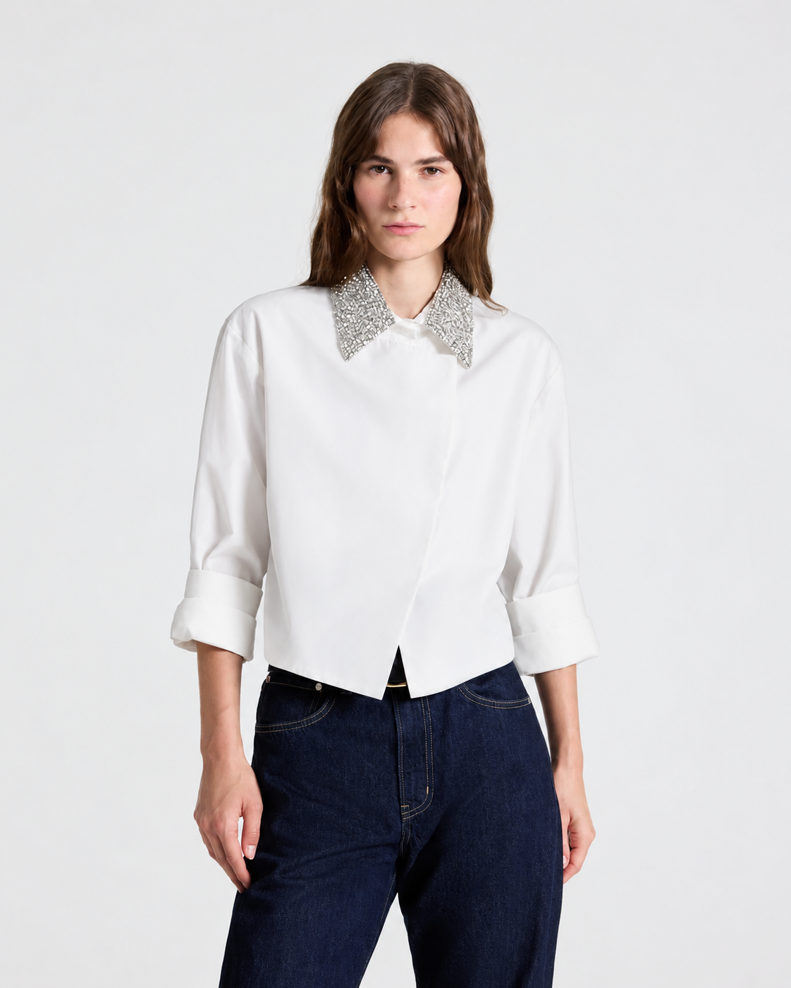 TWP New Chapter W/ Crystal Collar Shirt at Romi Boutique