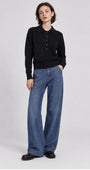 Minnie Rose Cashmere Henley Polo with Pocket at Romi Boutique