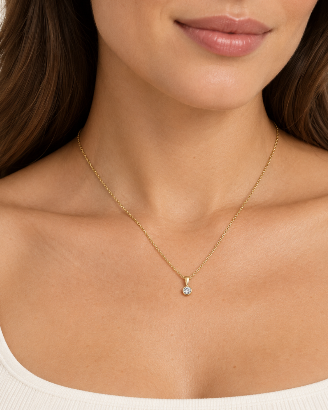 Emerson Stone Solstice Petite Bezel Diamond Necklace at Romi Boutique