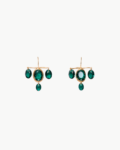 BIG CRYSTAL EARRINGS IN EMERALD
