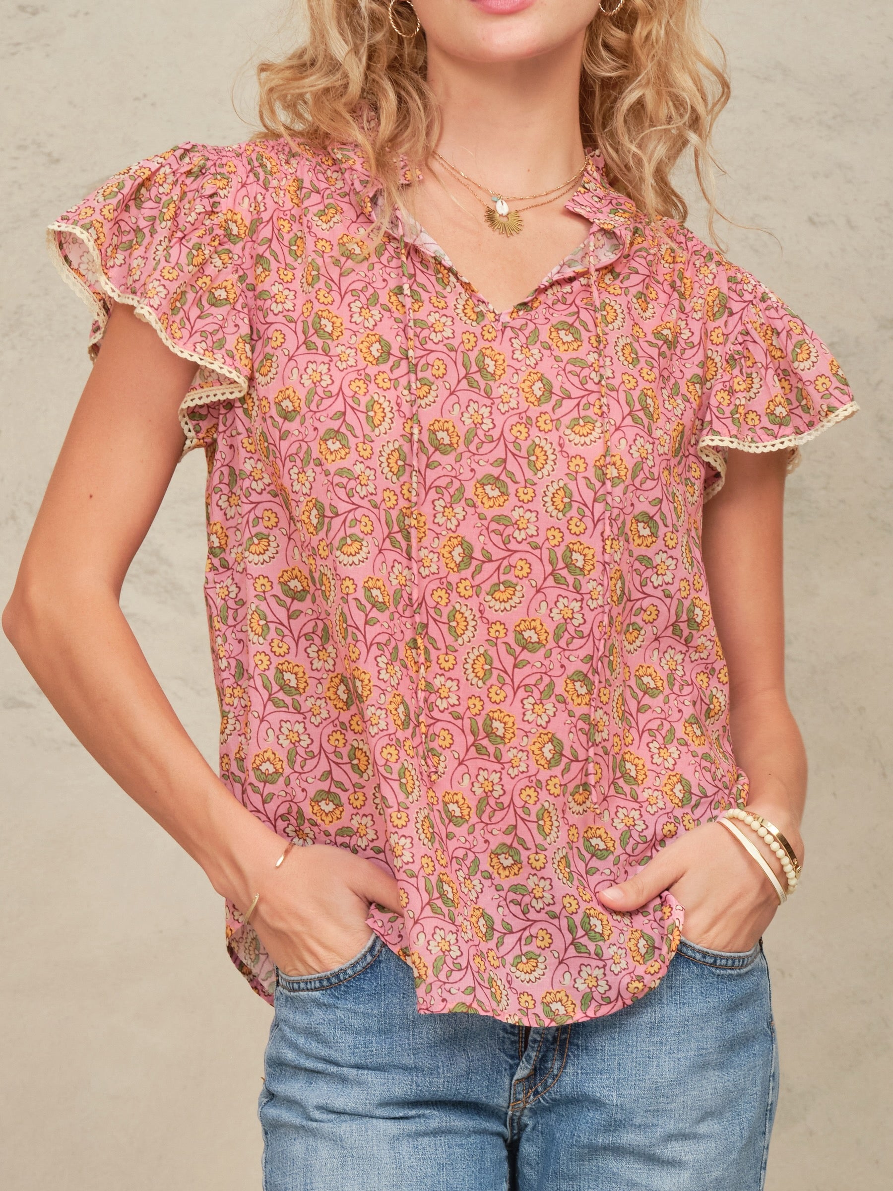 Mabe Ceci Short Sleeve Top at Romi Boutique