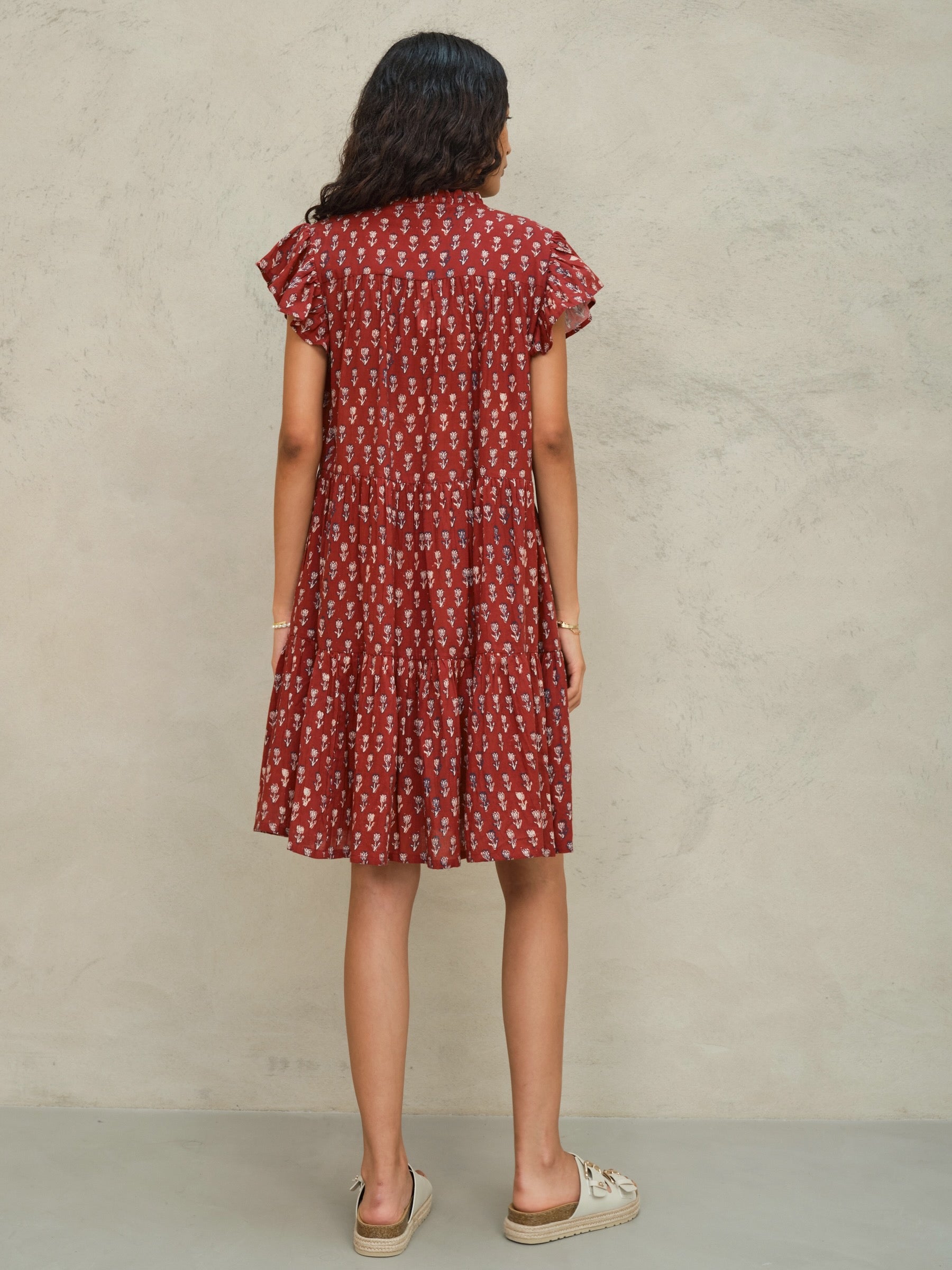 Mabe Ari Print Frill Dress at Romi Boutique