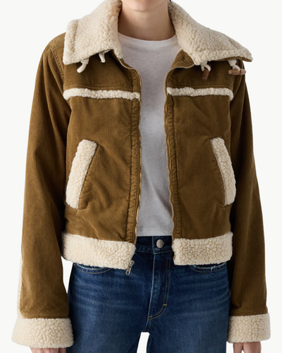BETTY CORD SHEARLING JACKET IN CUMIN