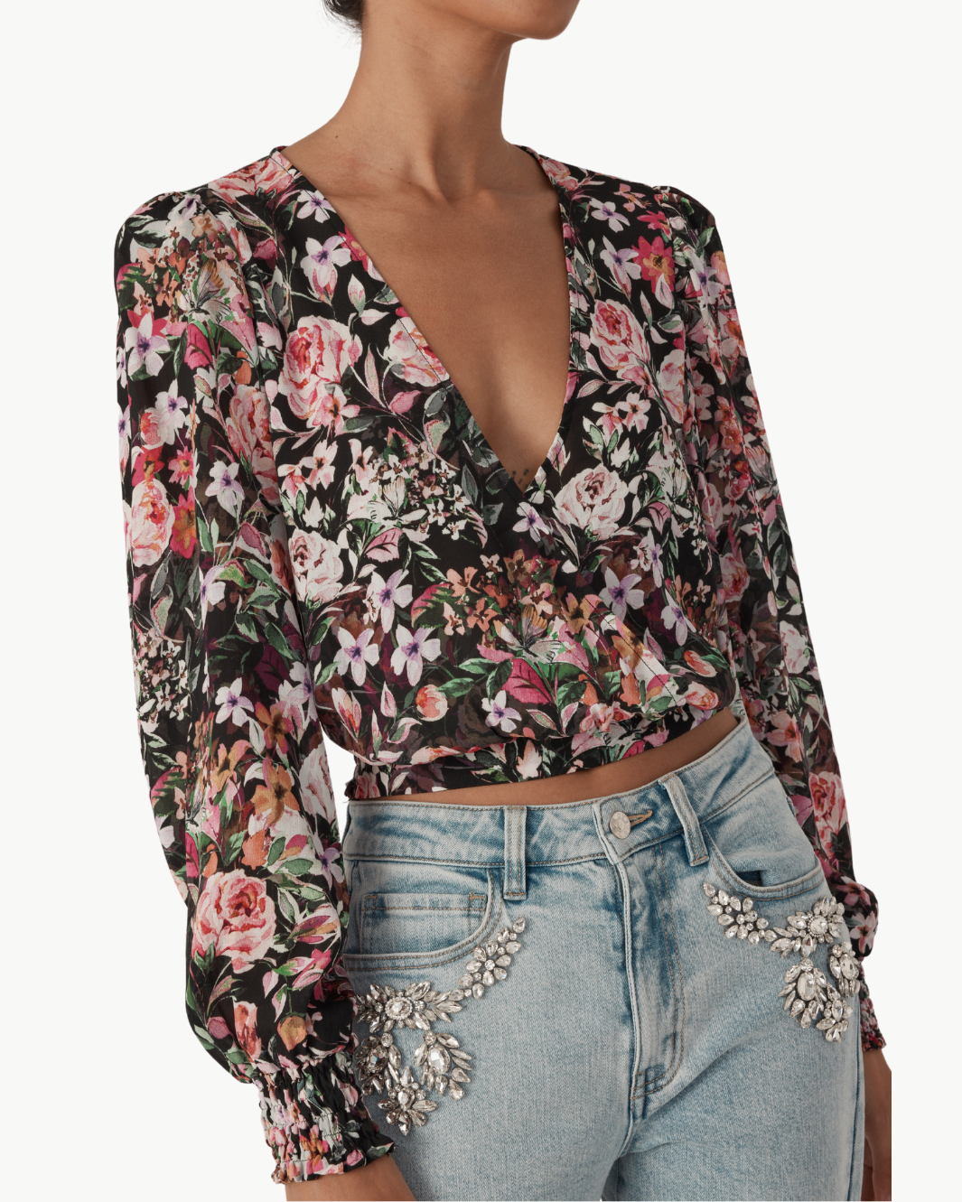 Generation Love AVANNA FLORAL WRAP BLOUSE at Romi Boutique
