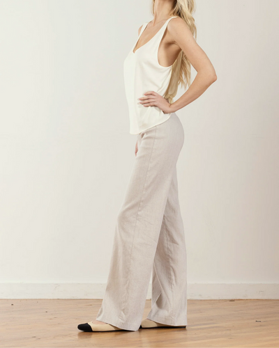 FLAVIA LINEN PANT IN OATMEAL - Romi Boutique