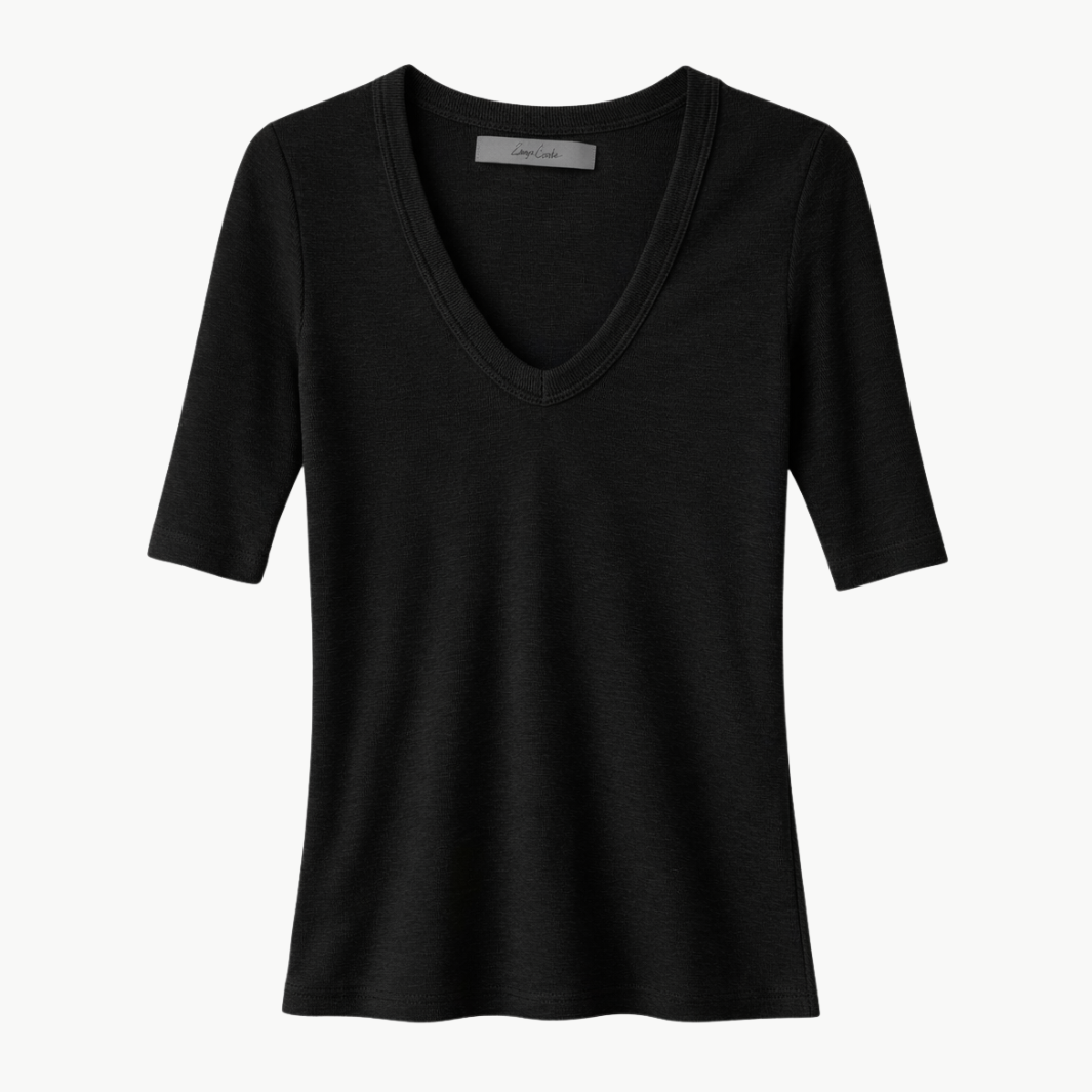 Enza Costa TEXTURED RIB HALF SLEEVE U at Romi Boutique