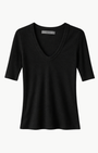 Enza Costa TEXTURED RIB HALF SLEEVE U at Romi Boutique