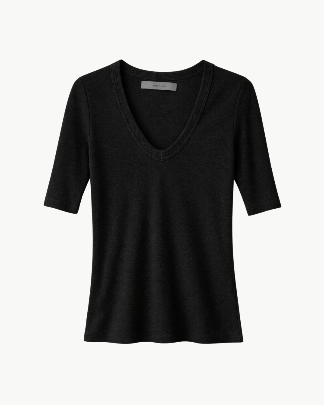 Enza Costa TEXTURED RIB HALF SLEEVE U at Romi Boutique