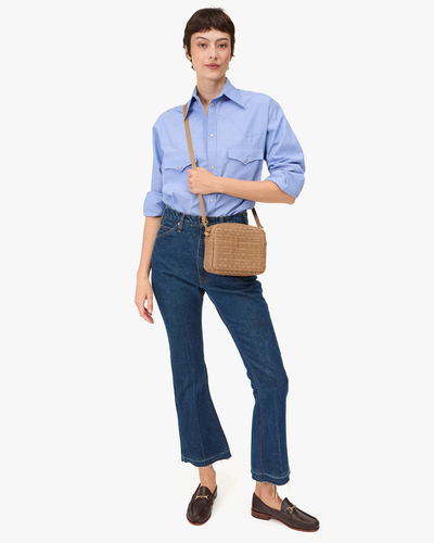 MIDI SAC IN CLAY NAPPA AND SUEDE WOVEN CHECKER