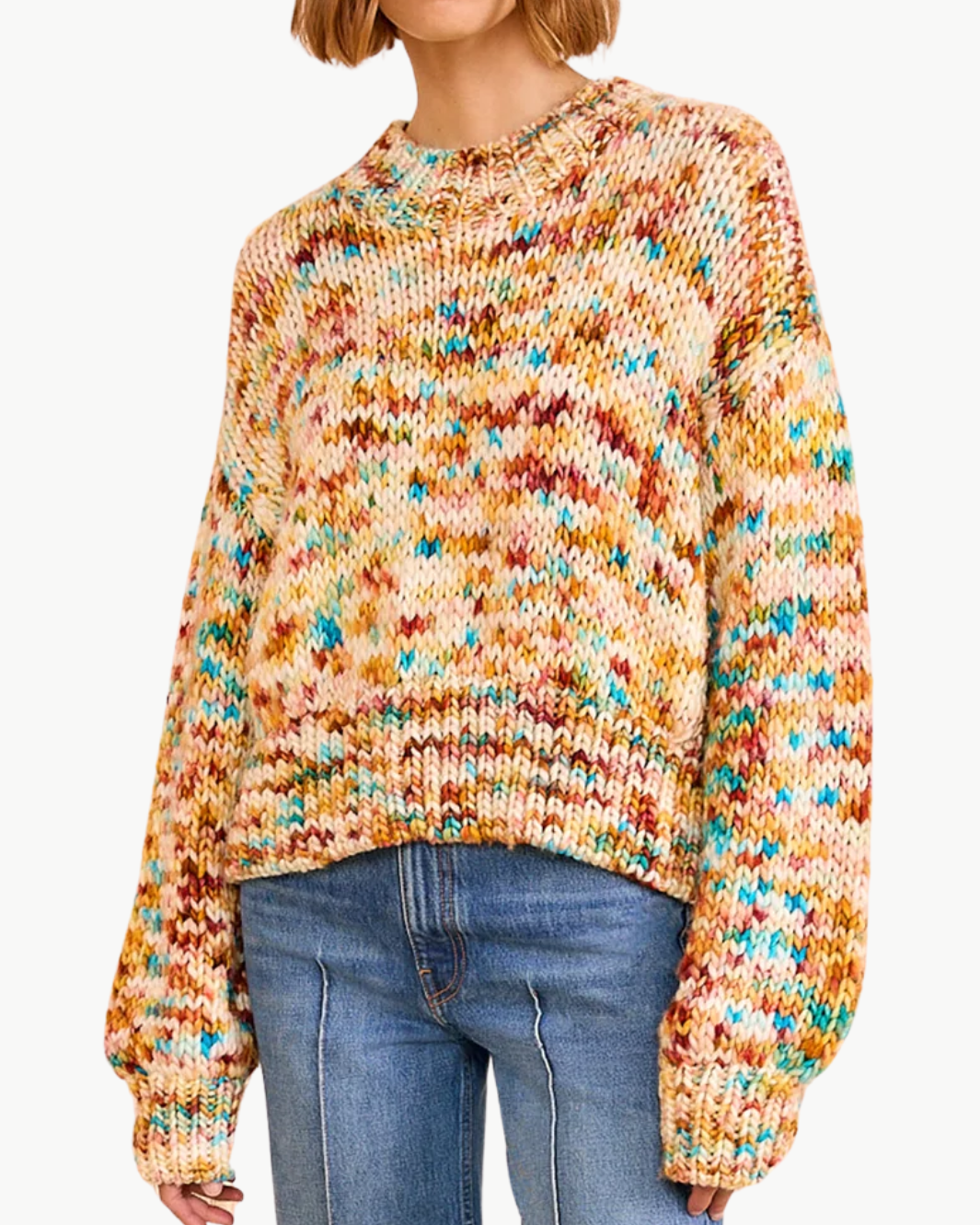 MAUDE MULTICOLOR KNIT PULLOVER IN OPAL