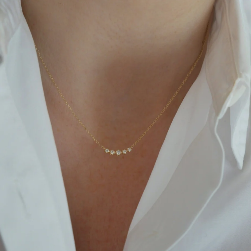 EF Collection Diamond Crown Crescent Necklace at Romi Boutique