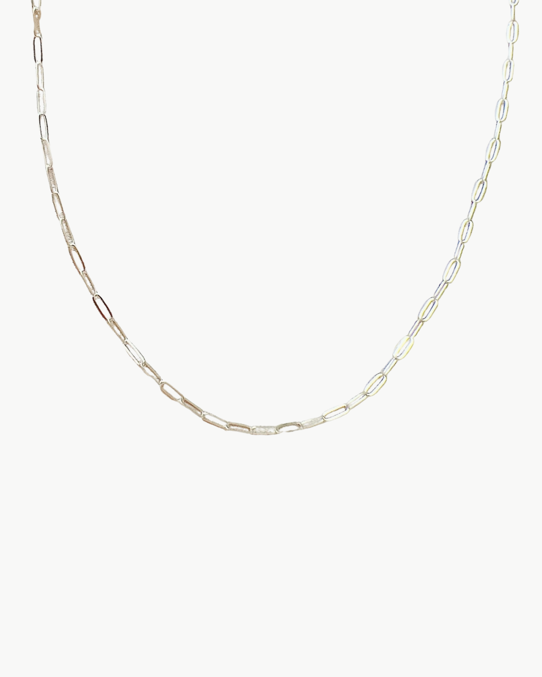 ROSE DAINTY PAPERCLIP CHAIN NECKLACE IN SILVER - Romi Boutique