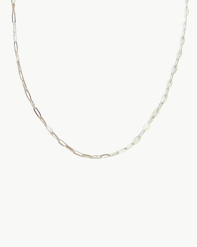 ROSE DAINTY PAPERCLIP CHAIN NECKLACE IN SILVER - Romi Boutique