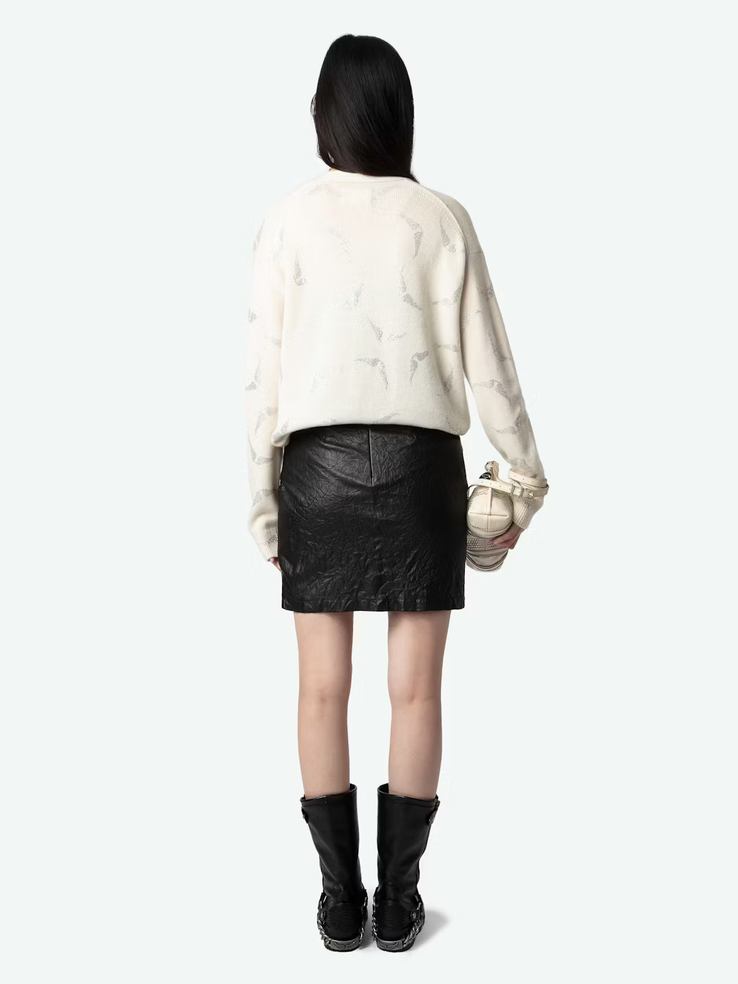 MIRKA DIAMANTE WINGS CASHMERE CARDIGAN IN FLAKE