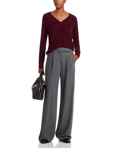 COLETA V-NECK CASHMERE SWEATER IN DARK CURRANT - Romi Boutique