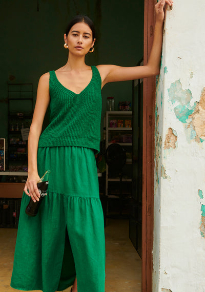 CECE SWEATER TANK IN GREEN LAWN