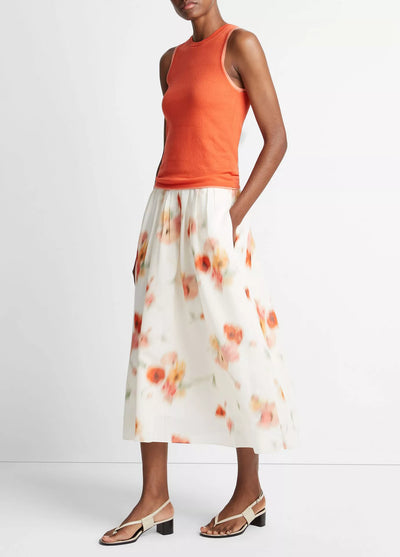 POPPY BLUR GATHERED SKIRT IN CREAM DUSK - Romi Boutique