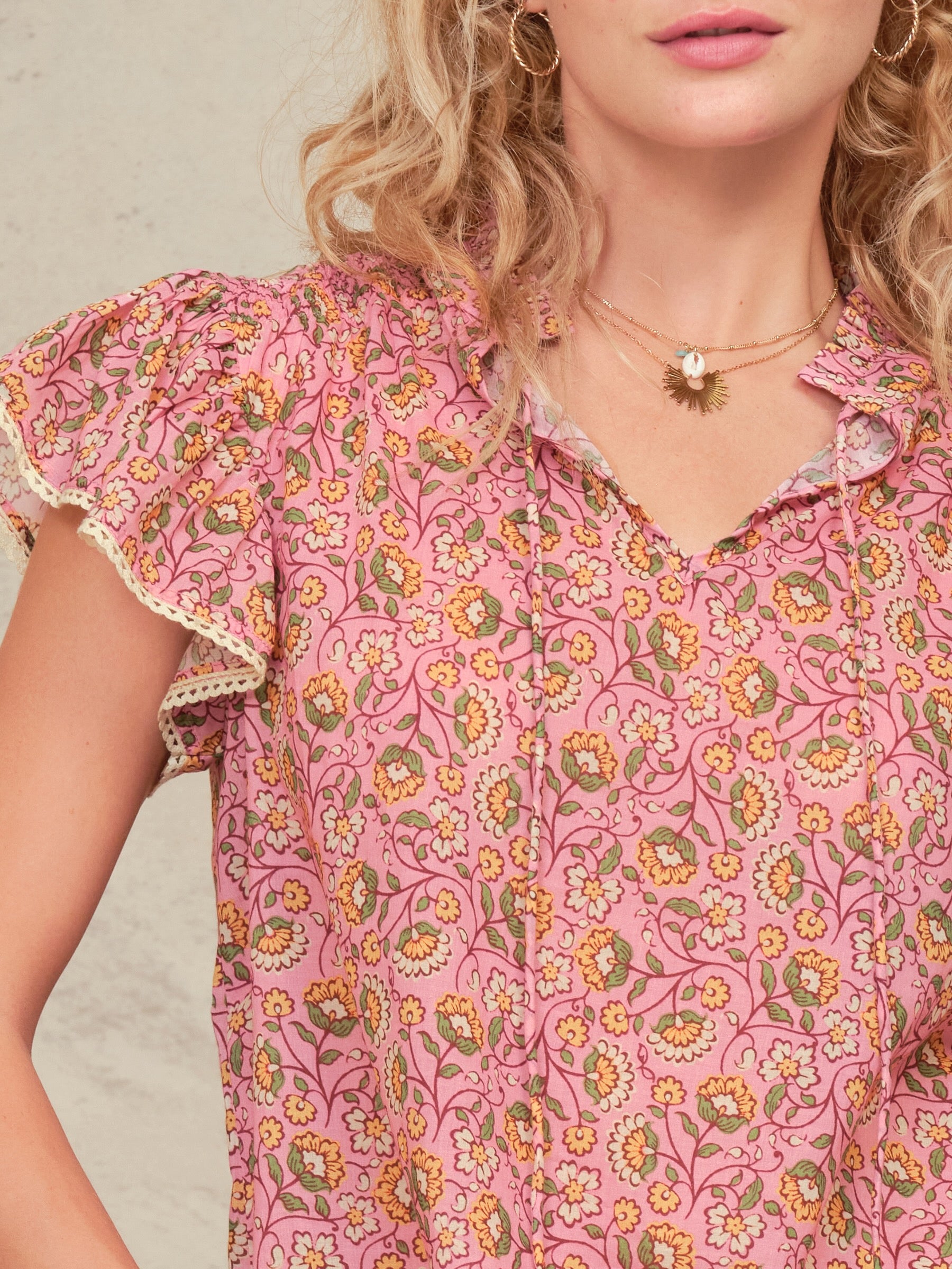 Mabe Ceci Short Sleeve Top at Romi Boutique