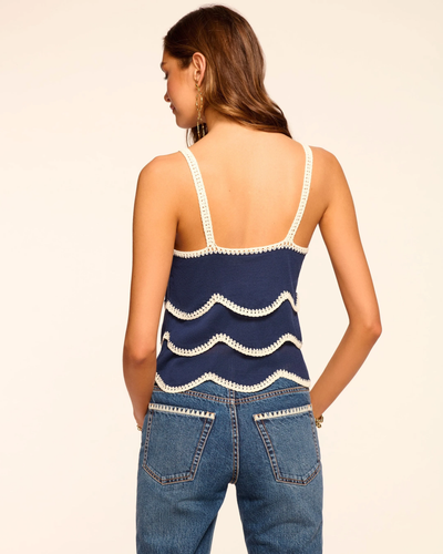 ARIEL KNIT TIERED TANK TOP IN NAVY WAVE