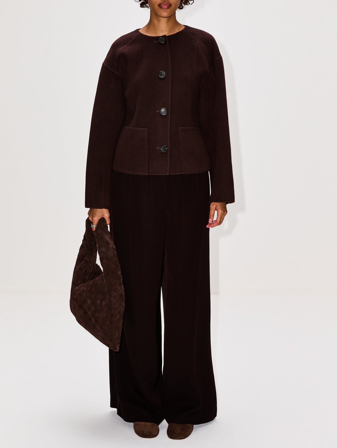 ELSIE DOUBLE FACED WOOL COAT IN SABLE