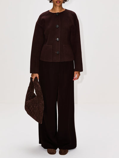 ELSIE DOUBLE FACED WOOL COAT IN SABLE