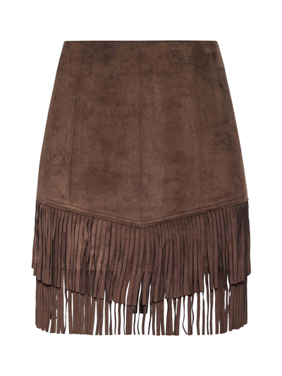 LYLE VEGAN SUEDE MINI SKIRT IN CARAFE BROWN - Romi Boutique